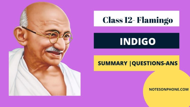 Indigo class 12 summary and question-answers